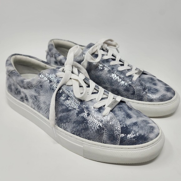 J/Slides Sneaker Women 9.5M Lucki Silver Metallic Snake Leather Comfort Studded - Picture 2 of 14